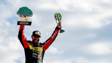 Ardusso festeja su victoria en Toay.
