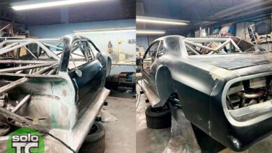 Dodge Challenger de TC en pleno enchapado.