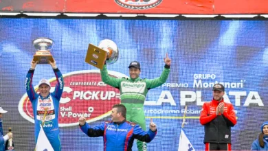 Podio de la 5ª fecha de TC Pick Up: 1° Faín; 2° Werner; 3° Canapino.