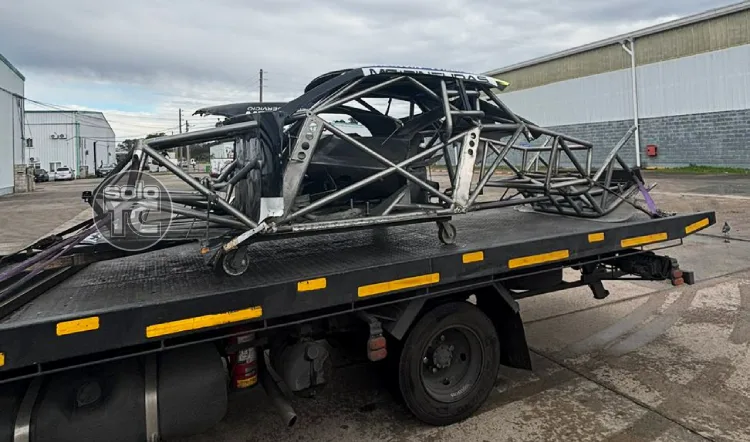 La estructura del Chevrolet de TC con el que Ebarlín se golpeó en Paraná.